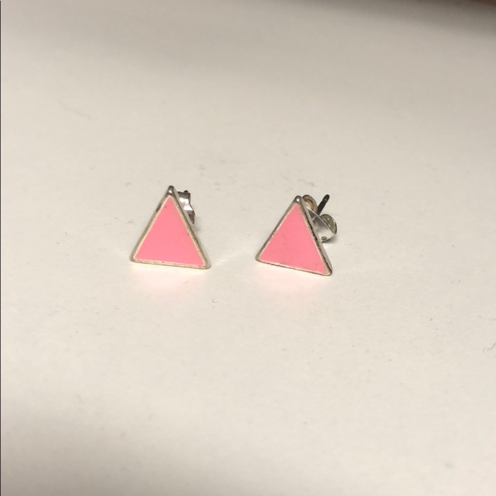 Pink Triangle Earrings